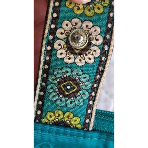 Vera Bradley Small Turquoise Paisley Folding Snap Close Wallet Some Fading - Picture 3 of 5